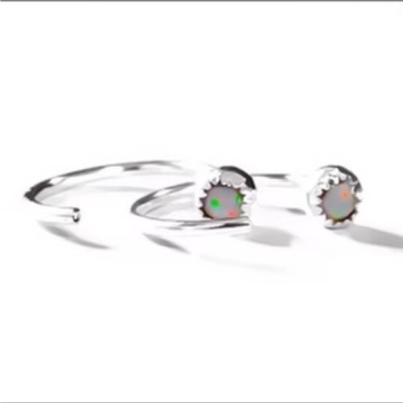 🌻NIB Sterling Silver Fire Opal Mini Hug Hoop Earrings🌻 - Picture 4 of 6